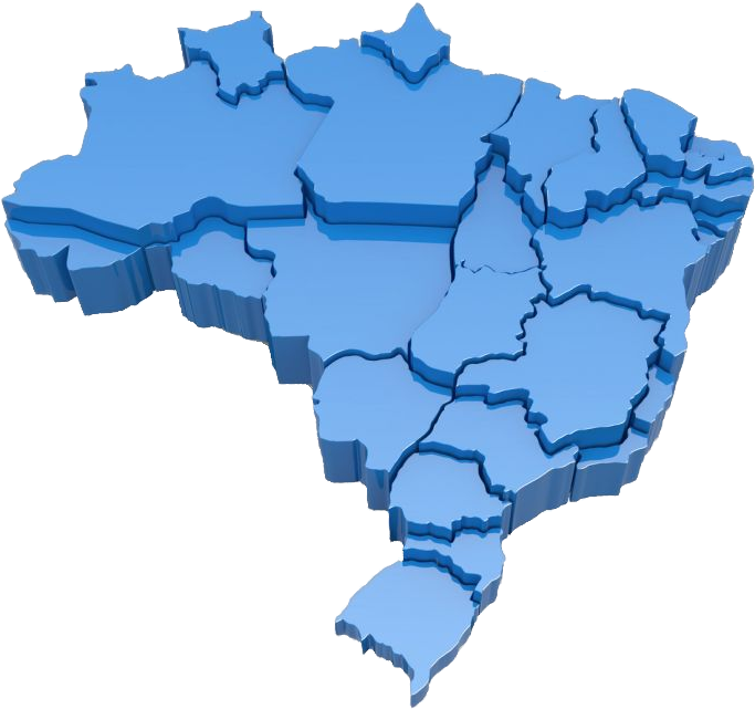 Mapa do Brasil em relevo representando a área de cobertura do Grupo AEA